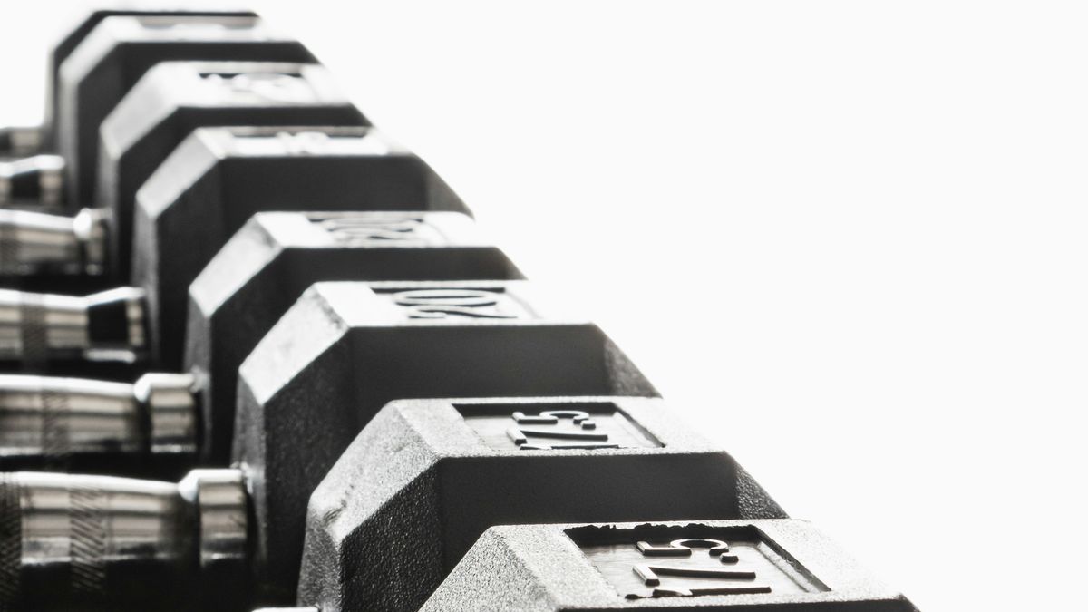 Row of dumbbells