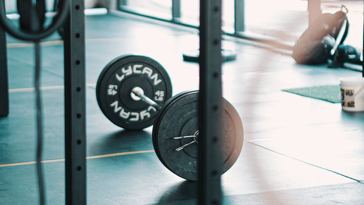 Bars and weights in a gym